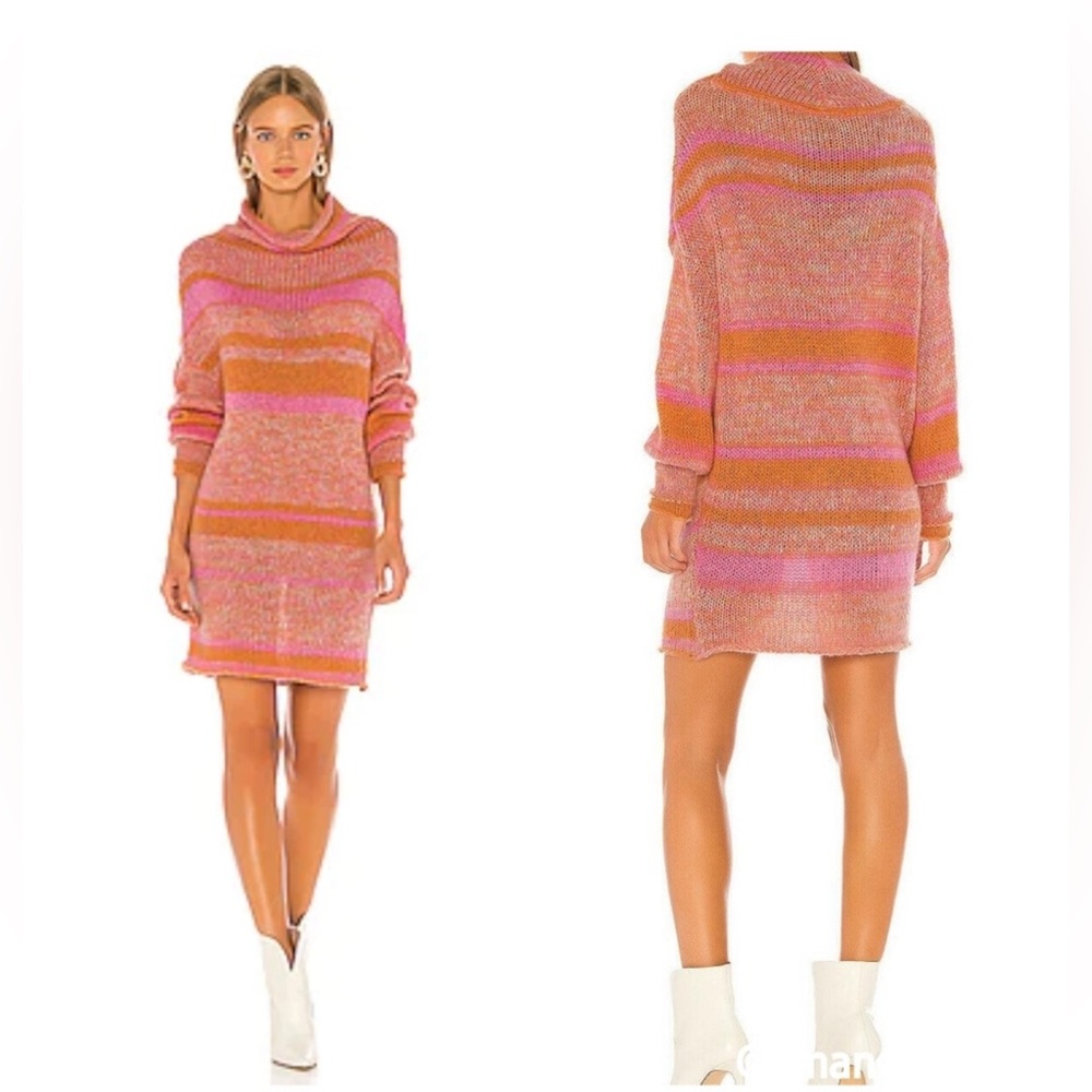 Free People-Women’s Waterfalls Oversized Sweater Tunic-Candy Stripe - Size:Large